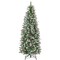 Green Pencil Christmas Tree with Warm White Lights, Snow-Frosted Tips and Metal Base